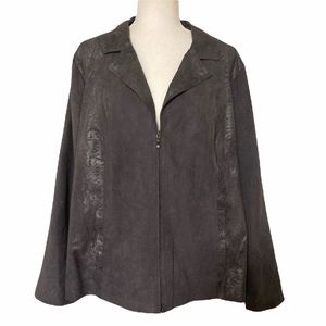 Plus Size Studio Works Grey Faux Suede Snake Print Jacket